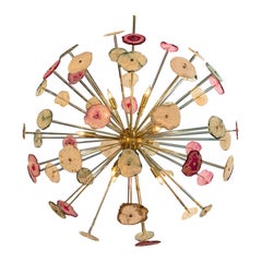 Modern Natural Stone and Brass Sputnik Chandelier