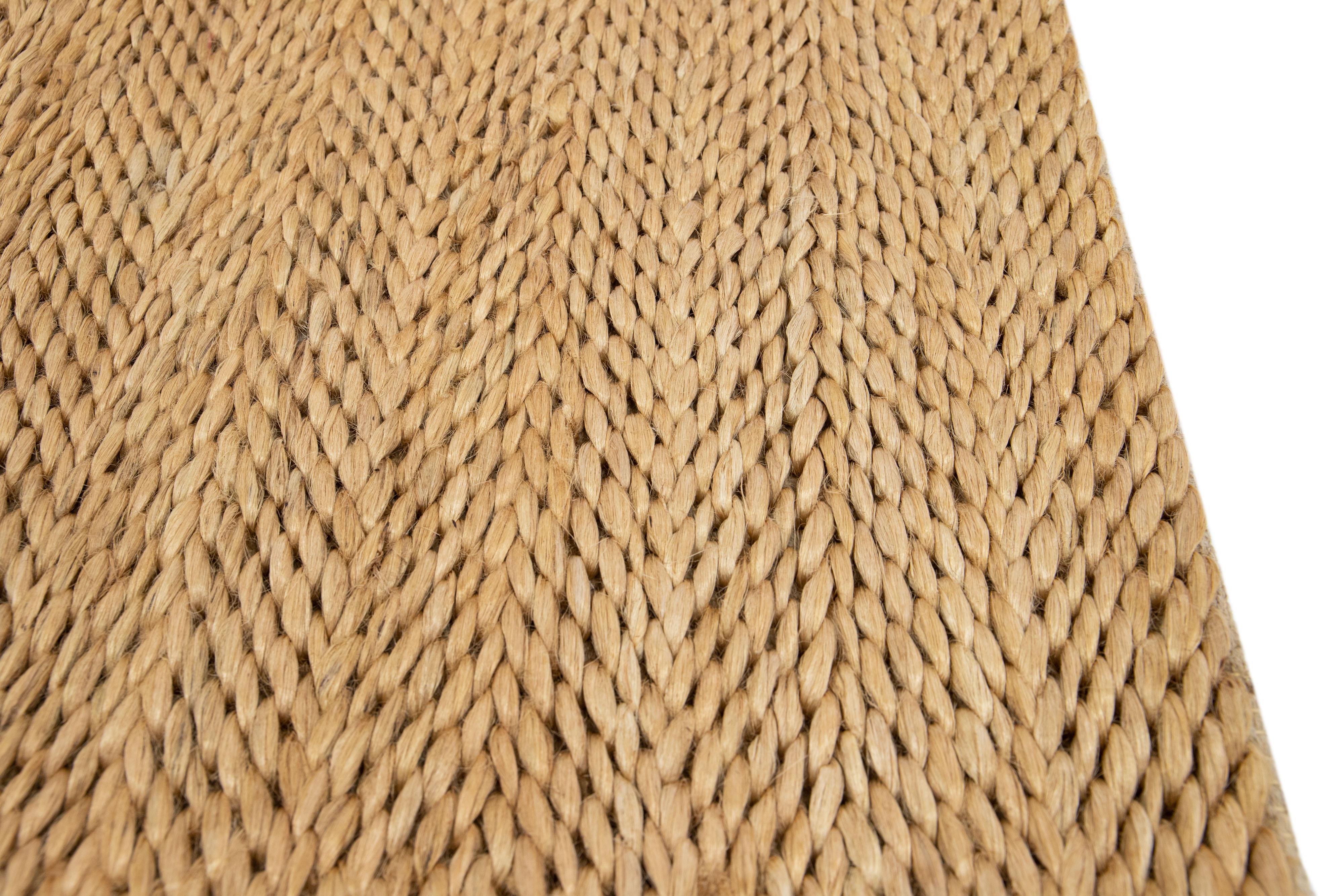 Moderne The Moderns Nature Style Beige Handmade Custom Jute Rug (tapis de jute fait à la main) en vente