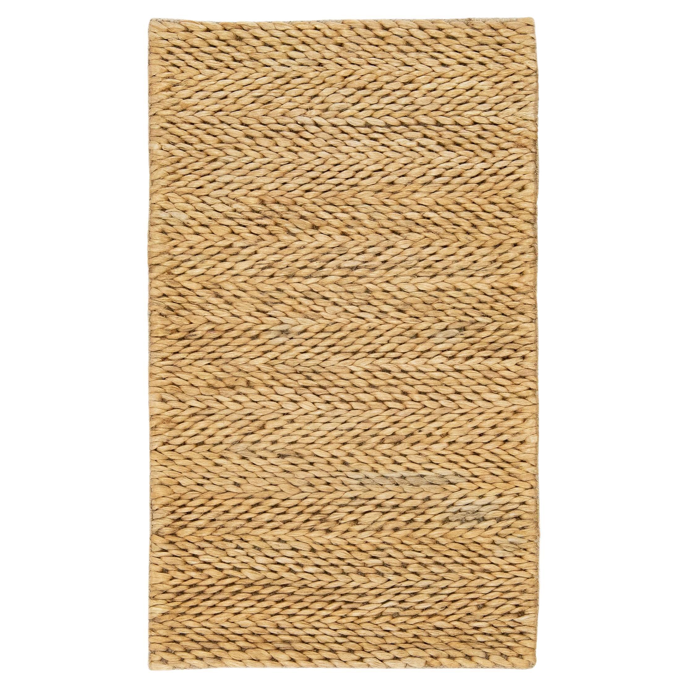 Modern Natural Style Beige Handmade Custom Jute Rug