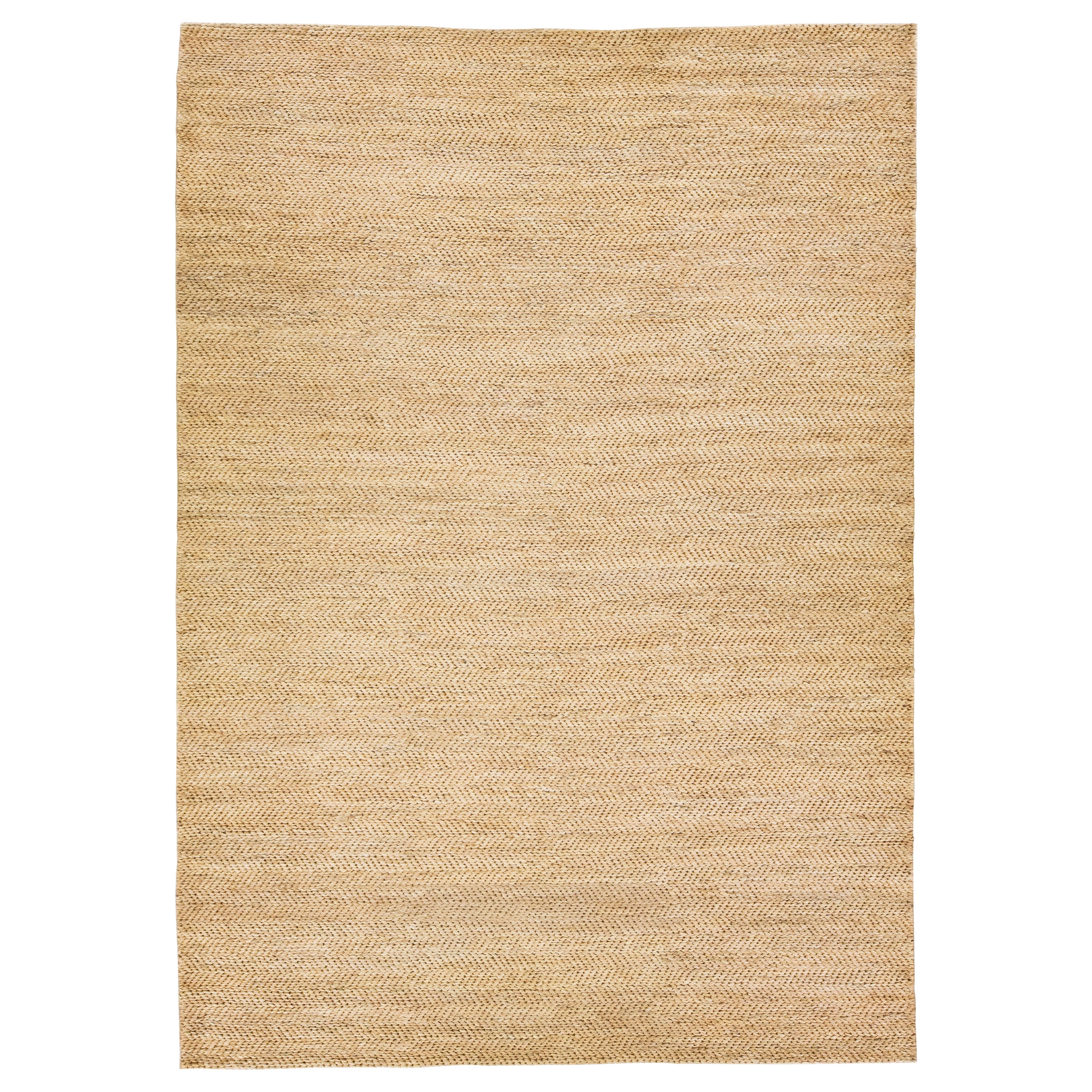 Modern Natural Texture Hand Woven Jute & Cotton Area Rug