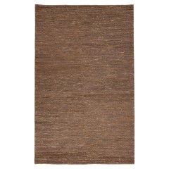 Modern Natural Texture Hand Woven Jute & Cotton Area Rug with Brown Color