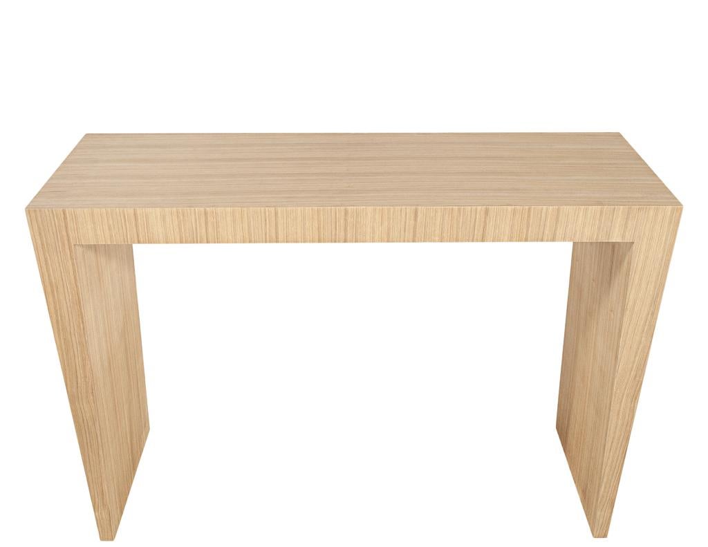 Modern Natural Walnut Console Set with Stools For Sale 6