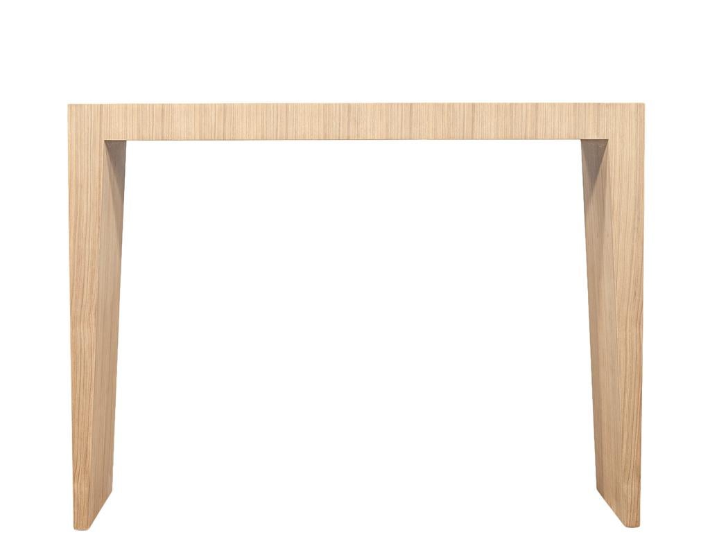 Modern Natural Walnut Console Set with Stools For Sale 3