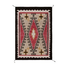 Modern Navajo Tribal Kilim Rug in Red, Beige-Brown, Off-White Geometric Pattern