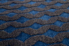 Modern Navy Blue Handmade Geometric Custom Wool Rug