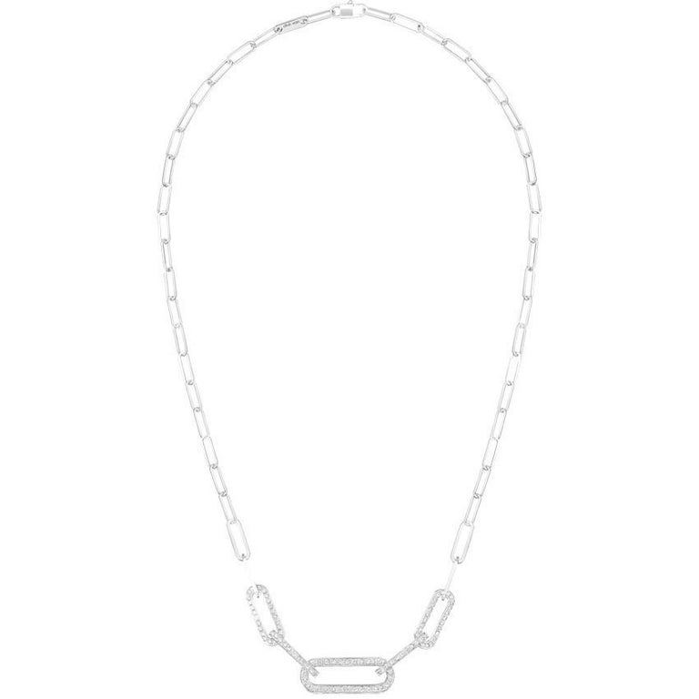 Modern Necklace White Gold Links Set with Diamonds by Dinh Van at 1stDibs