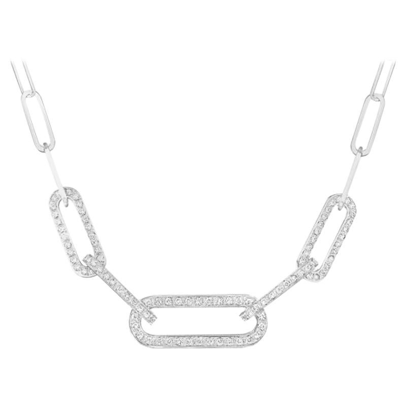 Modern Necklace White Gold Links Set with Diamonds by Dinh Van