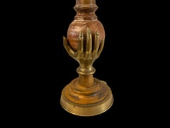 Lampade da tavolo moderne in stile neoclassico, in pino cerato e ottone, realizzate a mano.