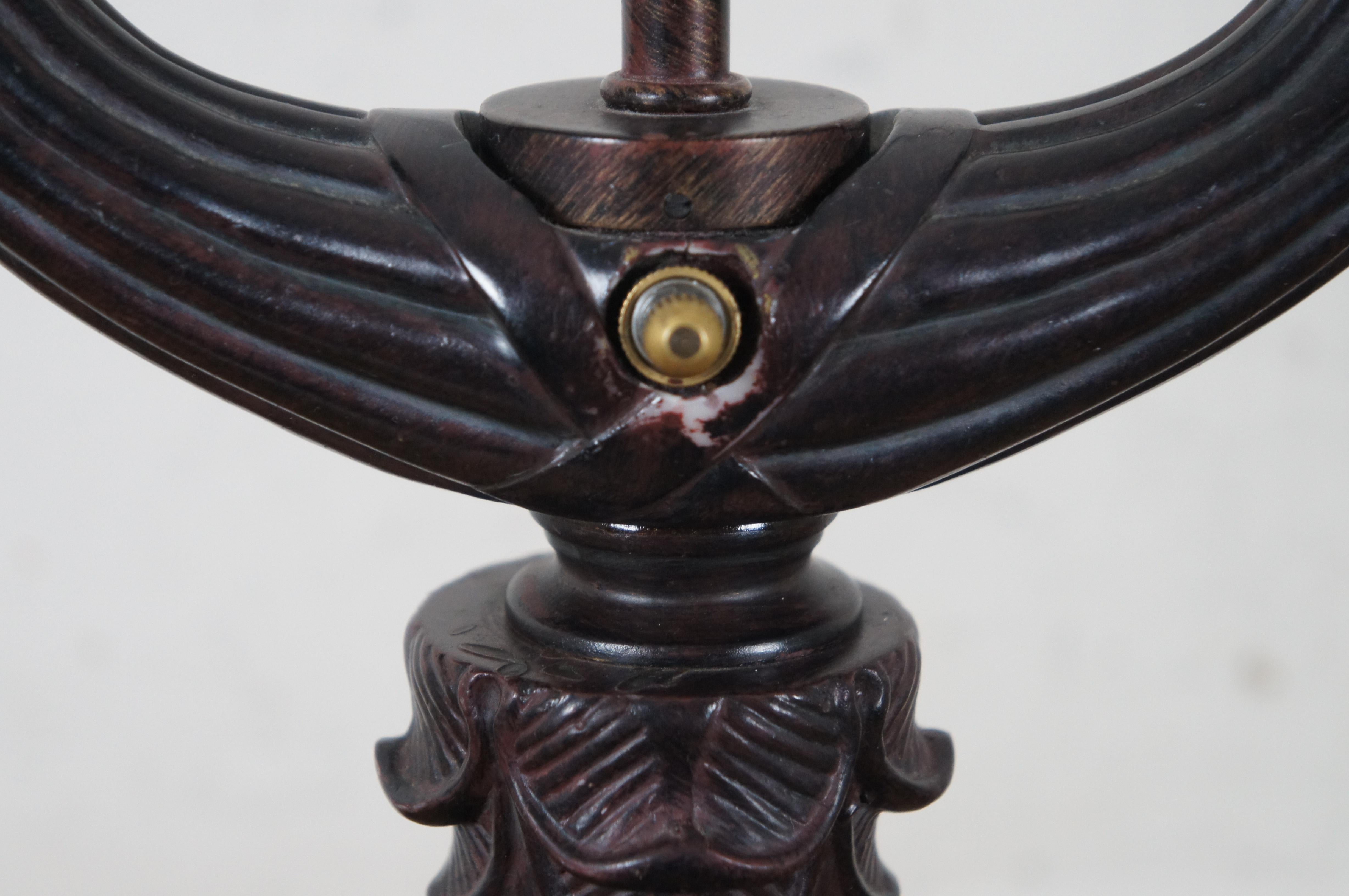 Modern Neoclassical Brown Resin Two Arm Candelabra Table Lamp 2