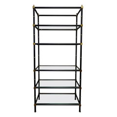 Modern Neoclassical Etagere Black and Brass