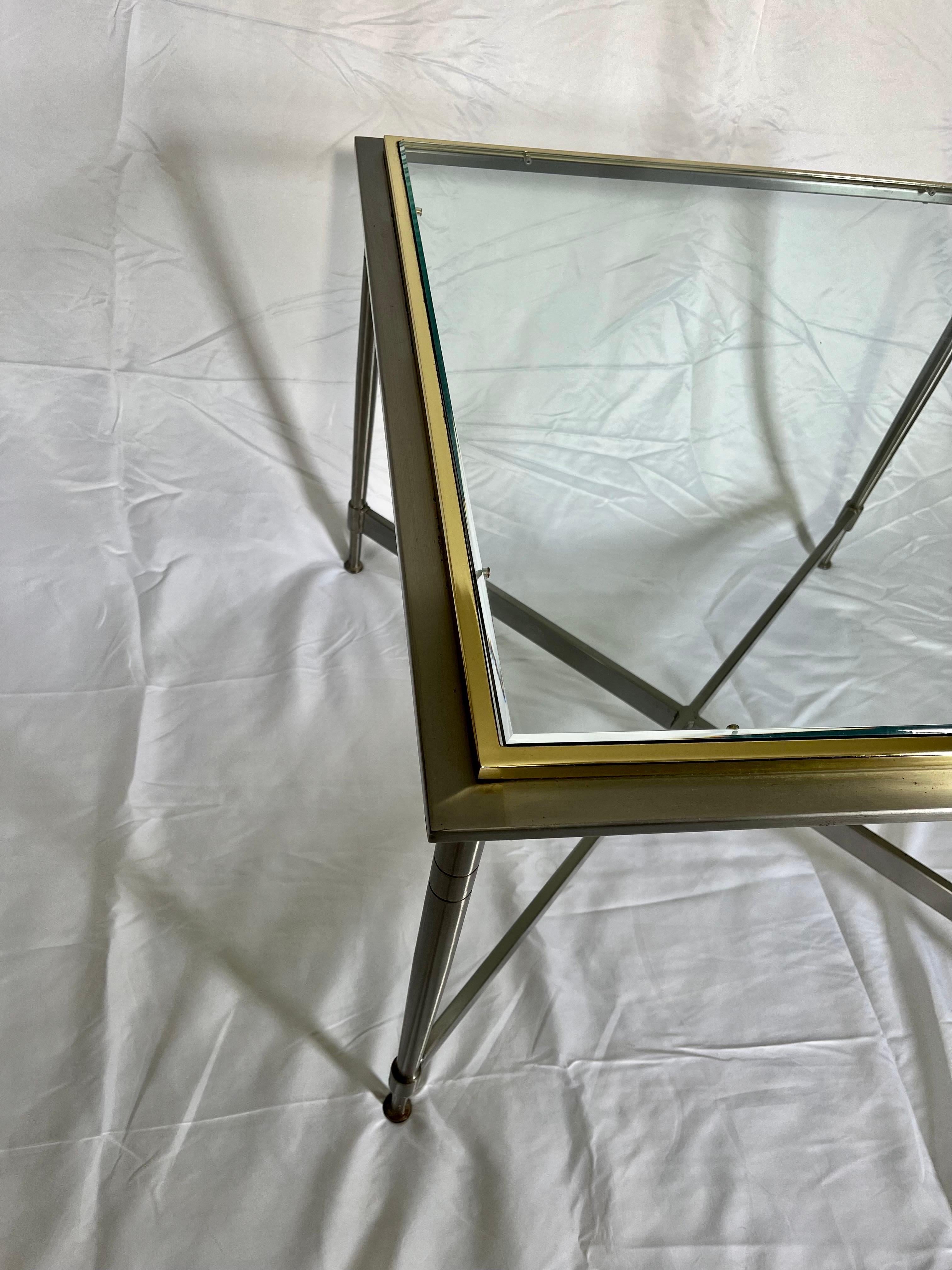 Unknown Modern Neoclassical Steel and Brass Table Jansen Style For Sale