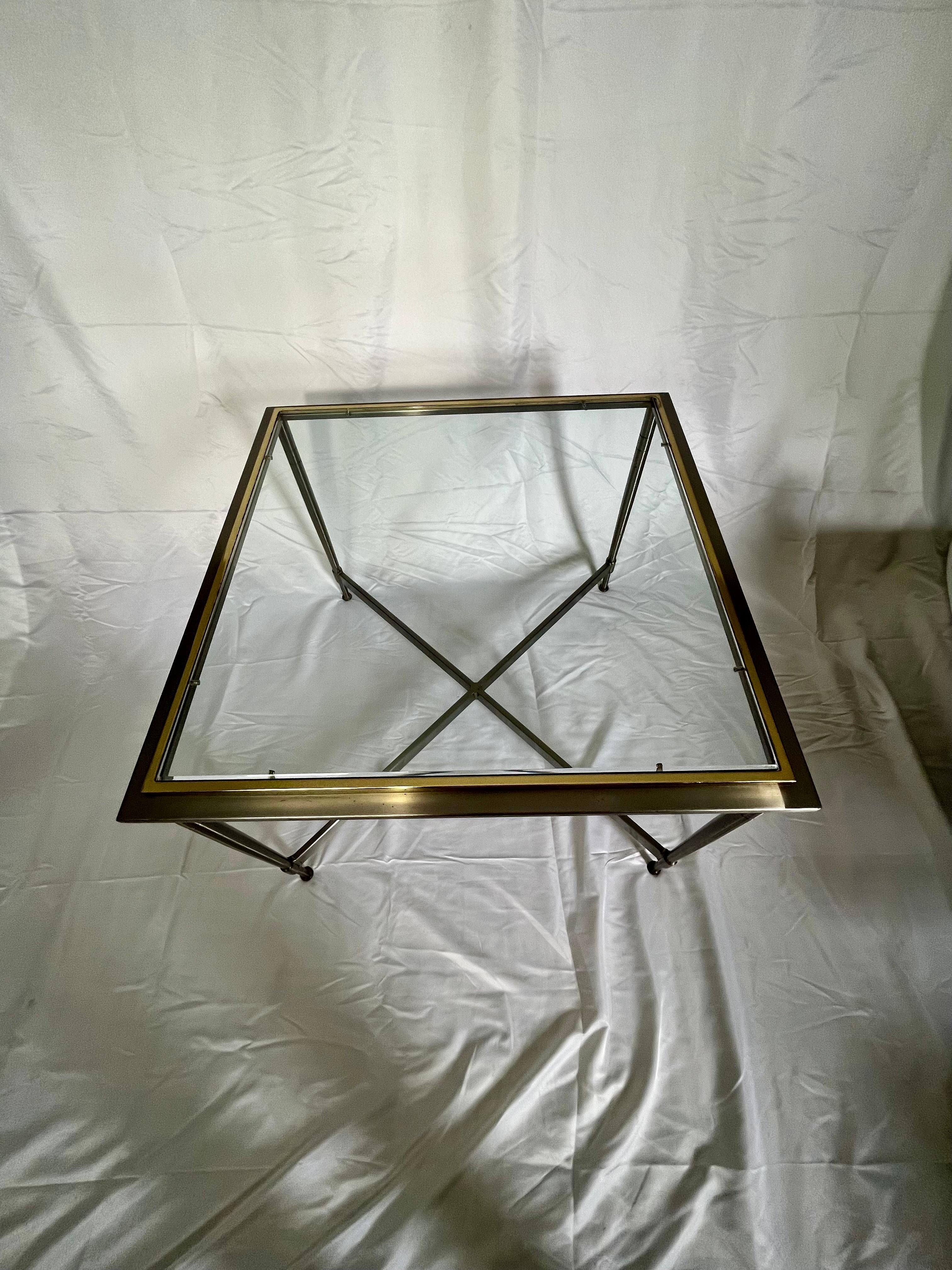 Modern Neoclassical Steel and Brass Table Jansen Style For Sale 1