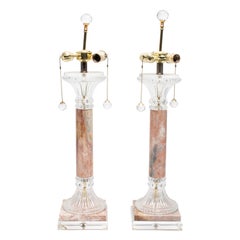 Modern Neoclassical Style Glass & Marble Lamps