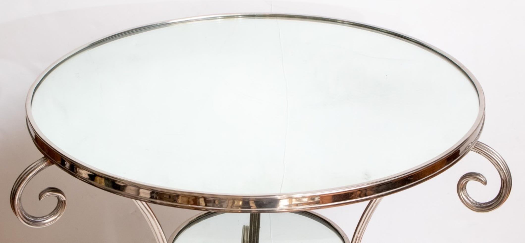 Modern Neoclassical Style Glass Top Table In Good Condition In Astoria, NY