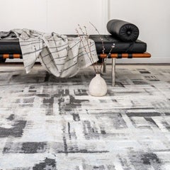 Modern Nepalese Hand-Knotted Briston Wool Silk Abstract Rug 8x10