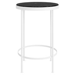 Contemporary Outdoor Bar Table in Nero Marquina Marble with Black Lacquered Legs