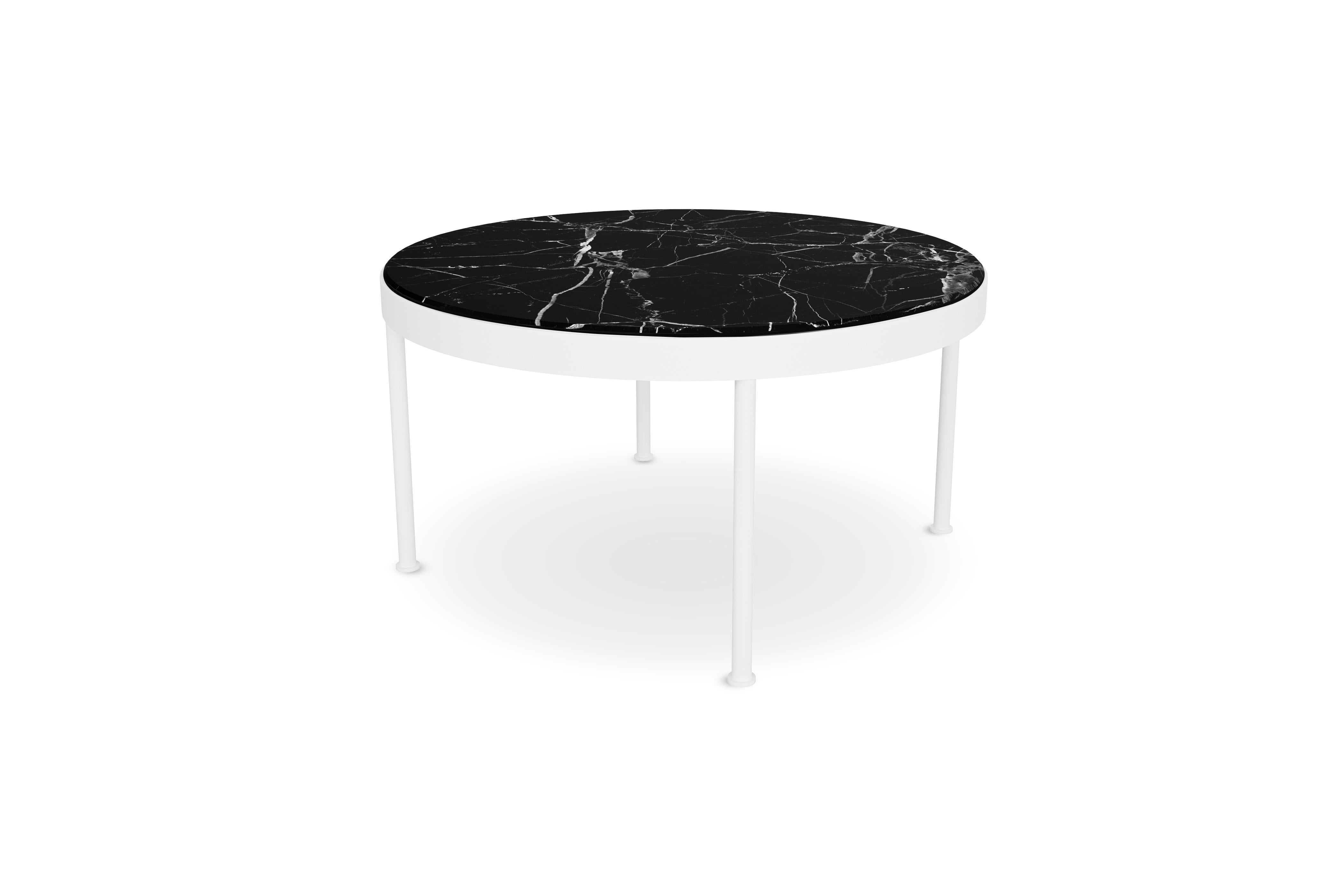 Outdoor Coffee Table in Small Nero Marquina Marble with Lacquered Legs In New Condition For Sale In Santo Tirso, PT