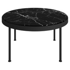 Modern Nero Marquina Marble Outdoor Center Table with Lacquered Legs