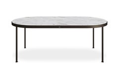 Contemporary Nero Marquina Marble Outdoor Dining Table with Glossy Legs