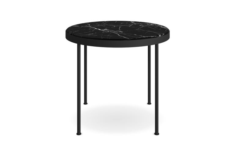 Modern Nero Marquina Marble Outdoor Dining Table with PowderCoated