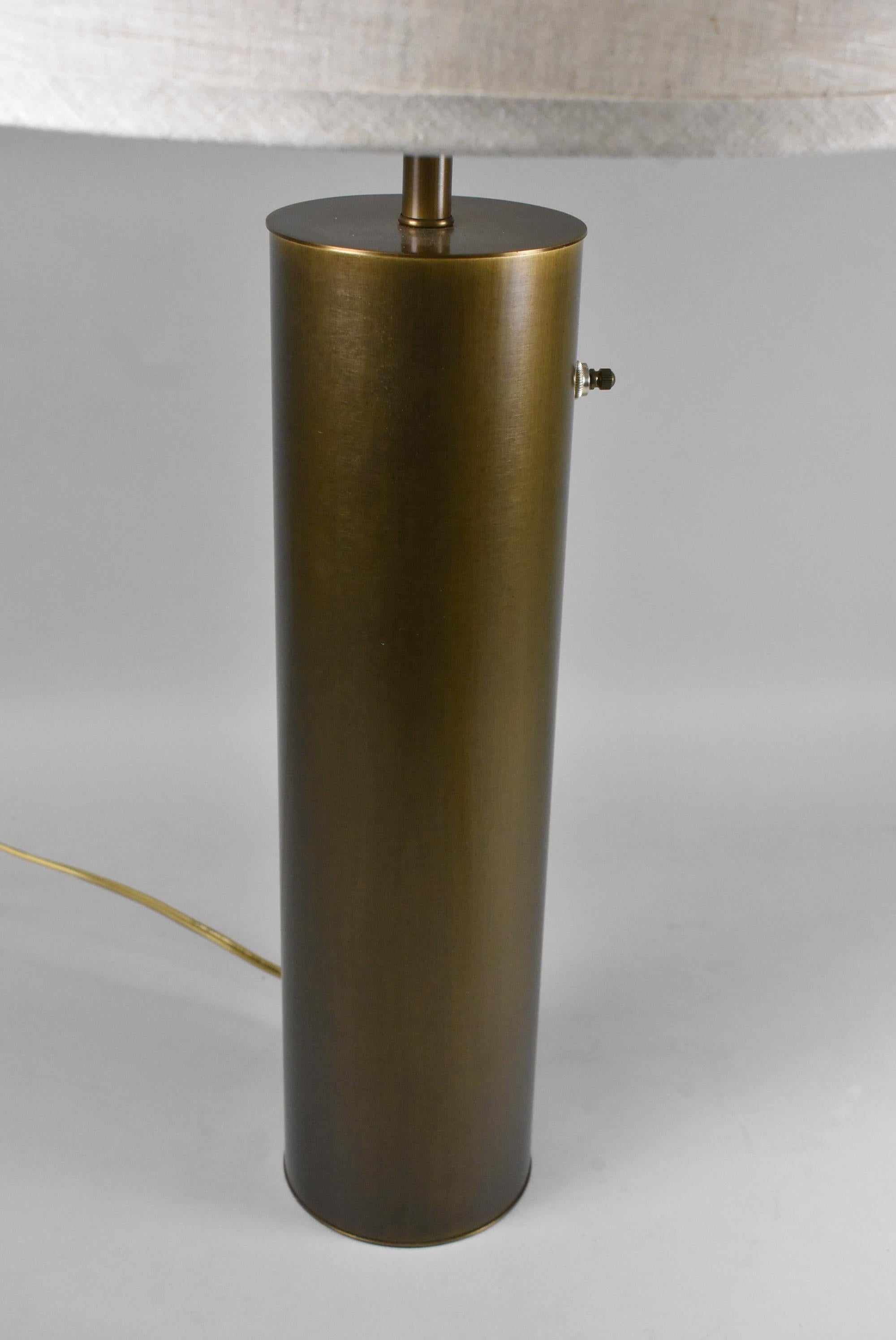 North American Modern Nessen Brass Cylinder Table Lamp Bronx N.Y.