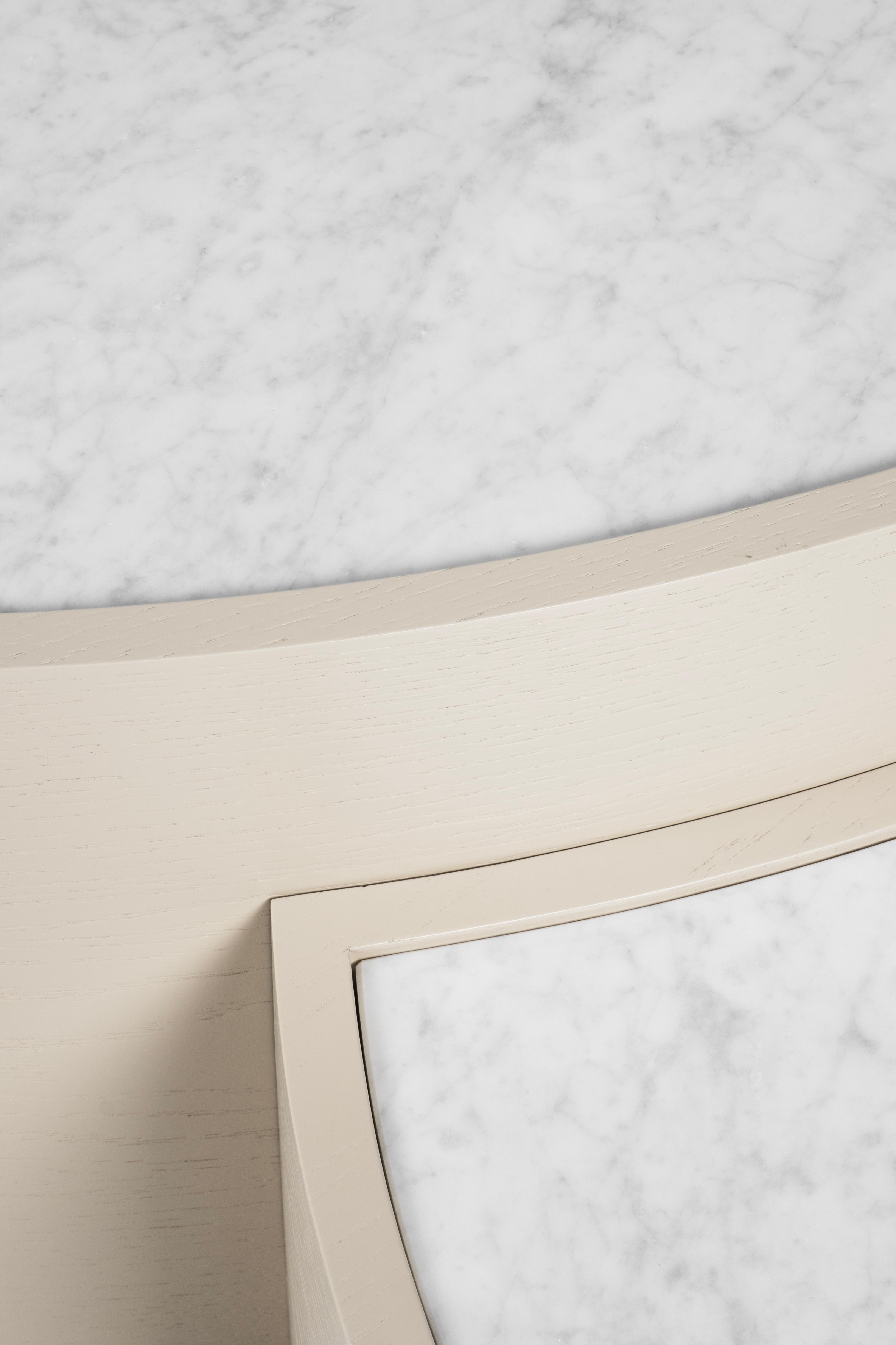 Hand-Crafted Modern Nesting Coffee Tables Oak Carrara Marble Handmade Portugal For Sale