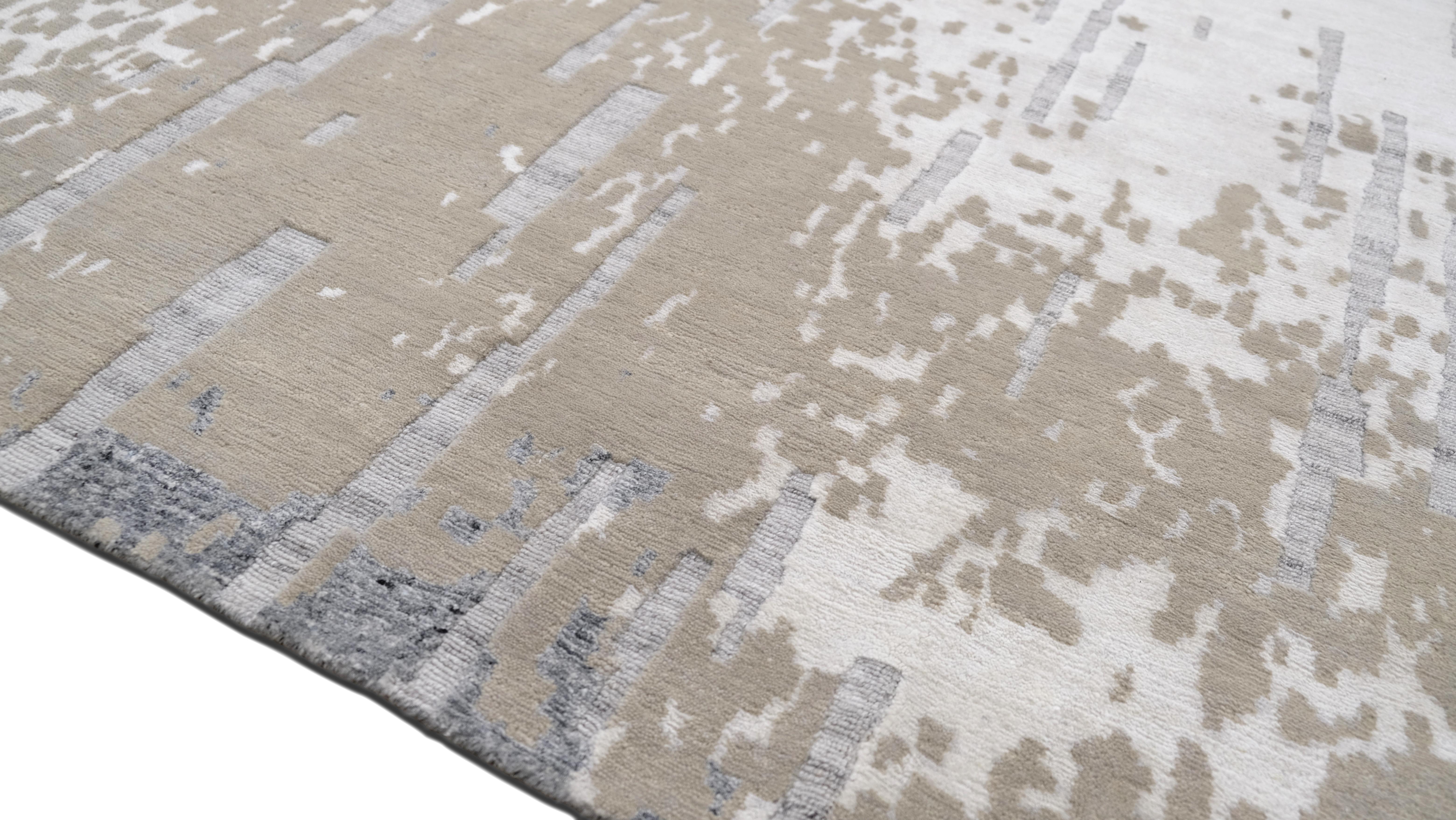 Moderner neutraler und grauer Teppich aus Wollmischung 14'2''x18' (Asiatisch) im Angebot