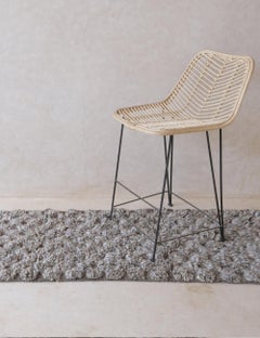 Modern Neutral Moroccan Beni M'rirt Runner w/ Textured Checkered Design in Grey