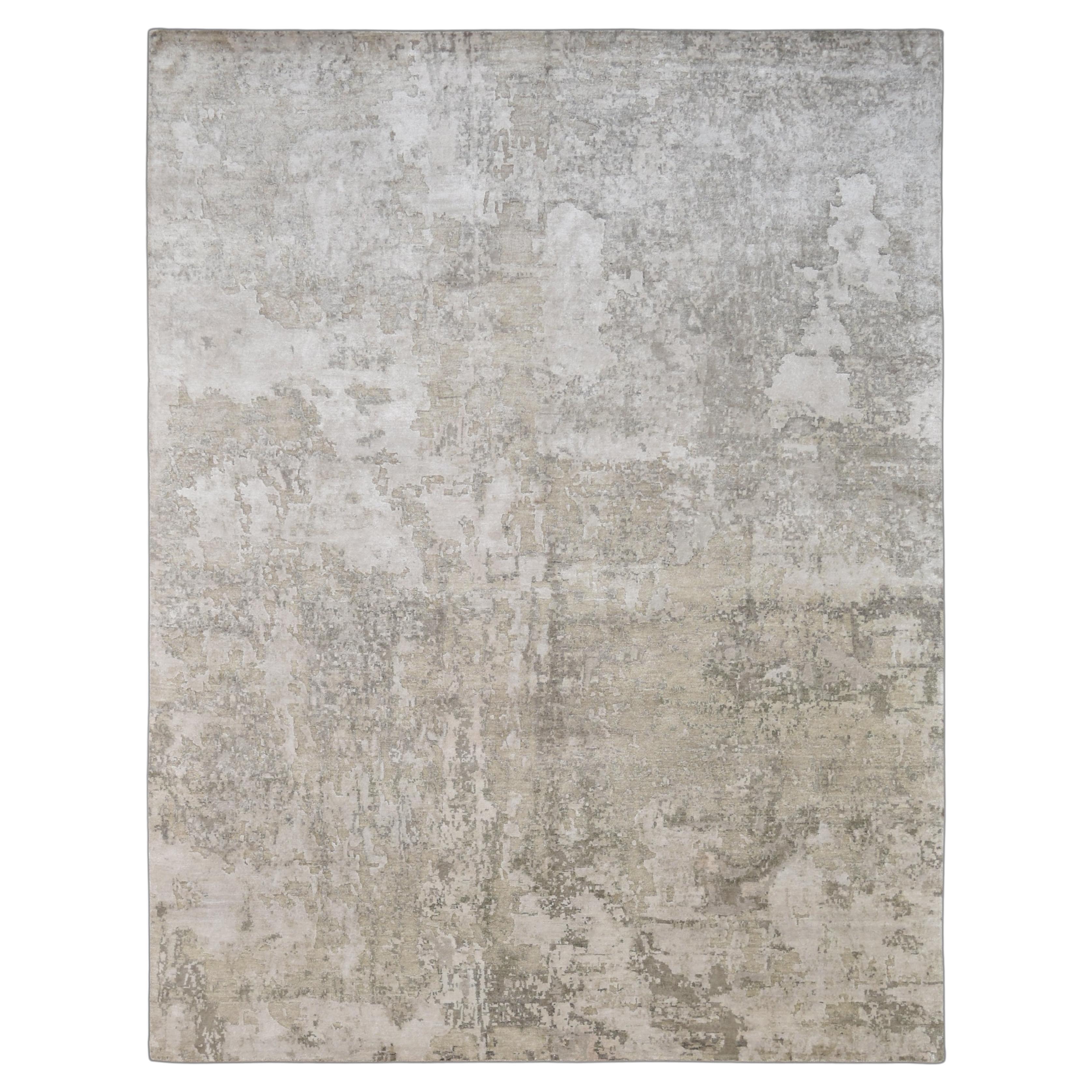 Tappeto moderno neutro in seta di bambù color taupe 9'1''x12'