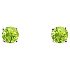 Modern New 18 Karat Yellow Gold Peridot Stud Earrings