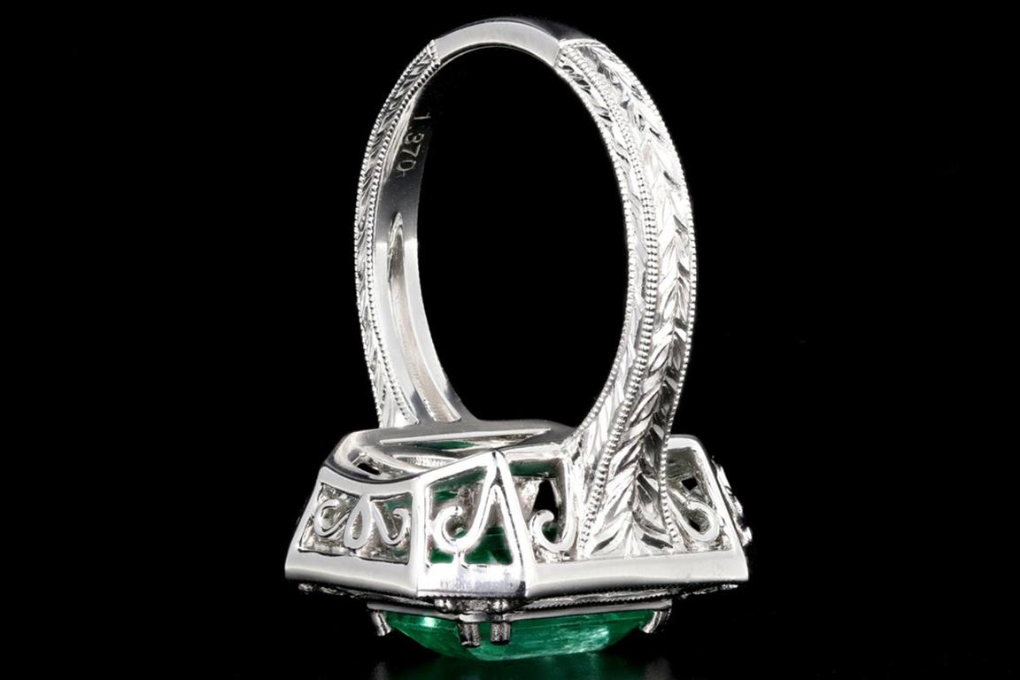 Women's Modern New 2.89CT Columbian Emerald and Diamond Ring GIA Certified