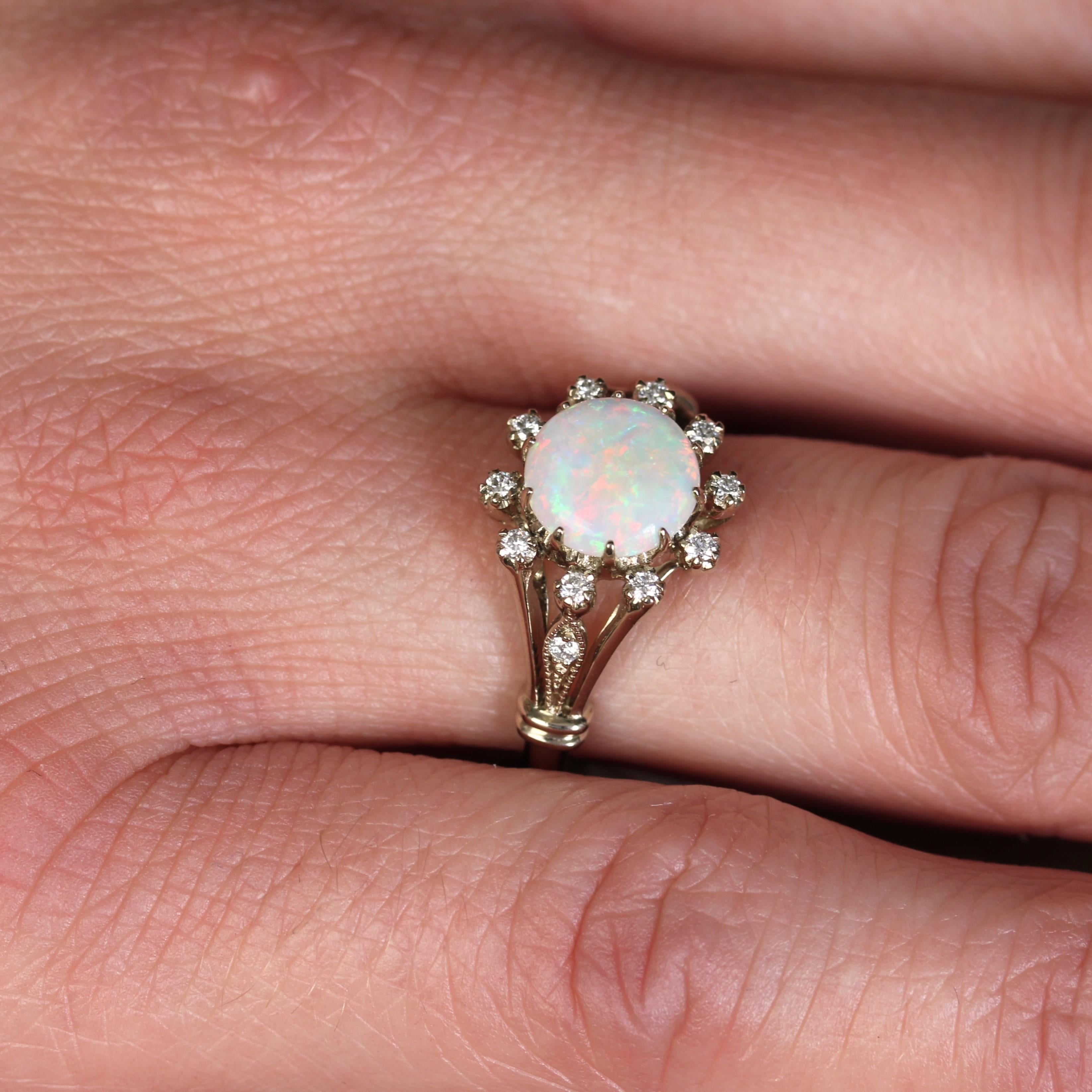 Modern New Opal Diamonds 18 Karat White Gold Cluster Ring For Sale 6