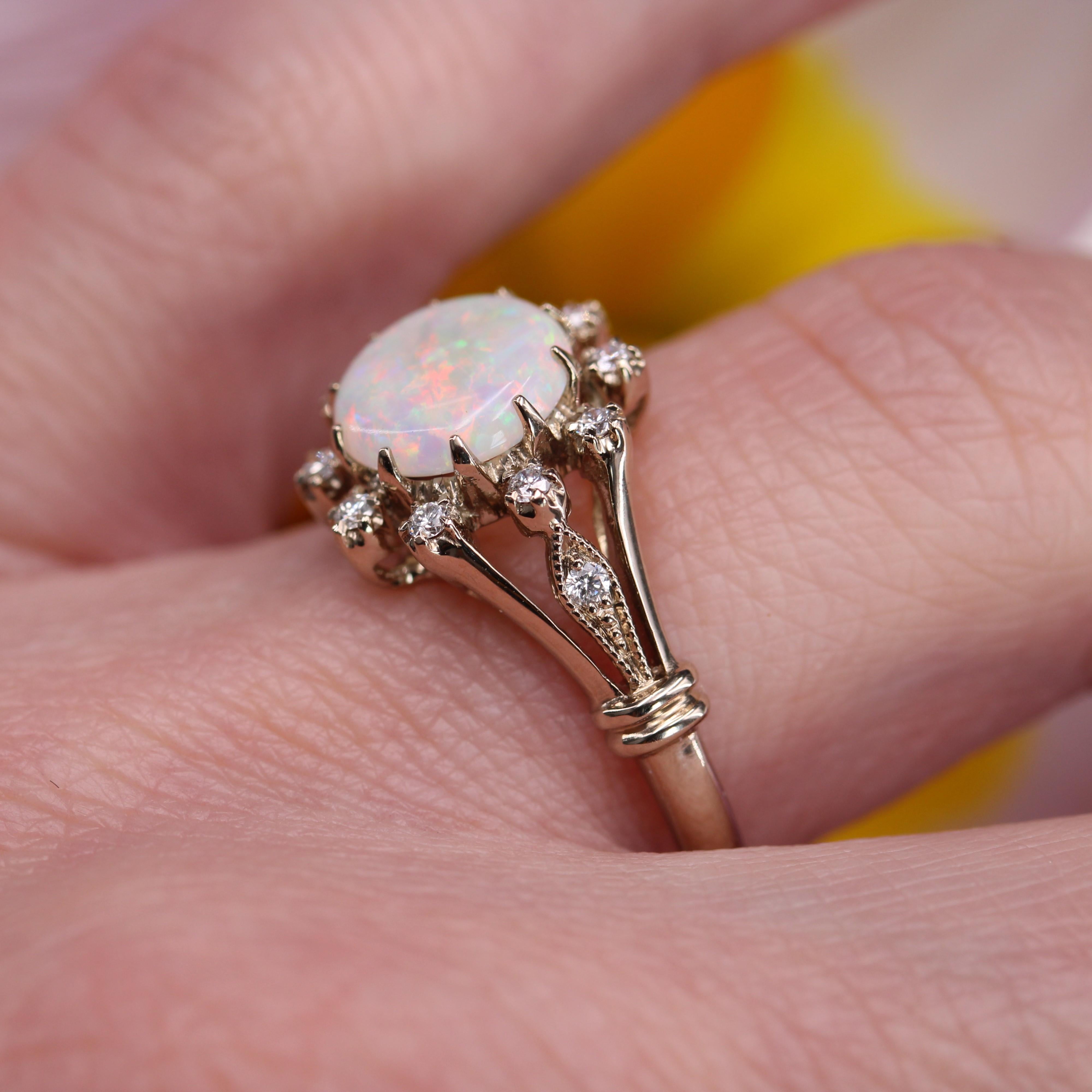 Modern New Opal Diamonds 18 Karat White Gold Cluster Ring For Sale 7