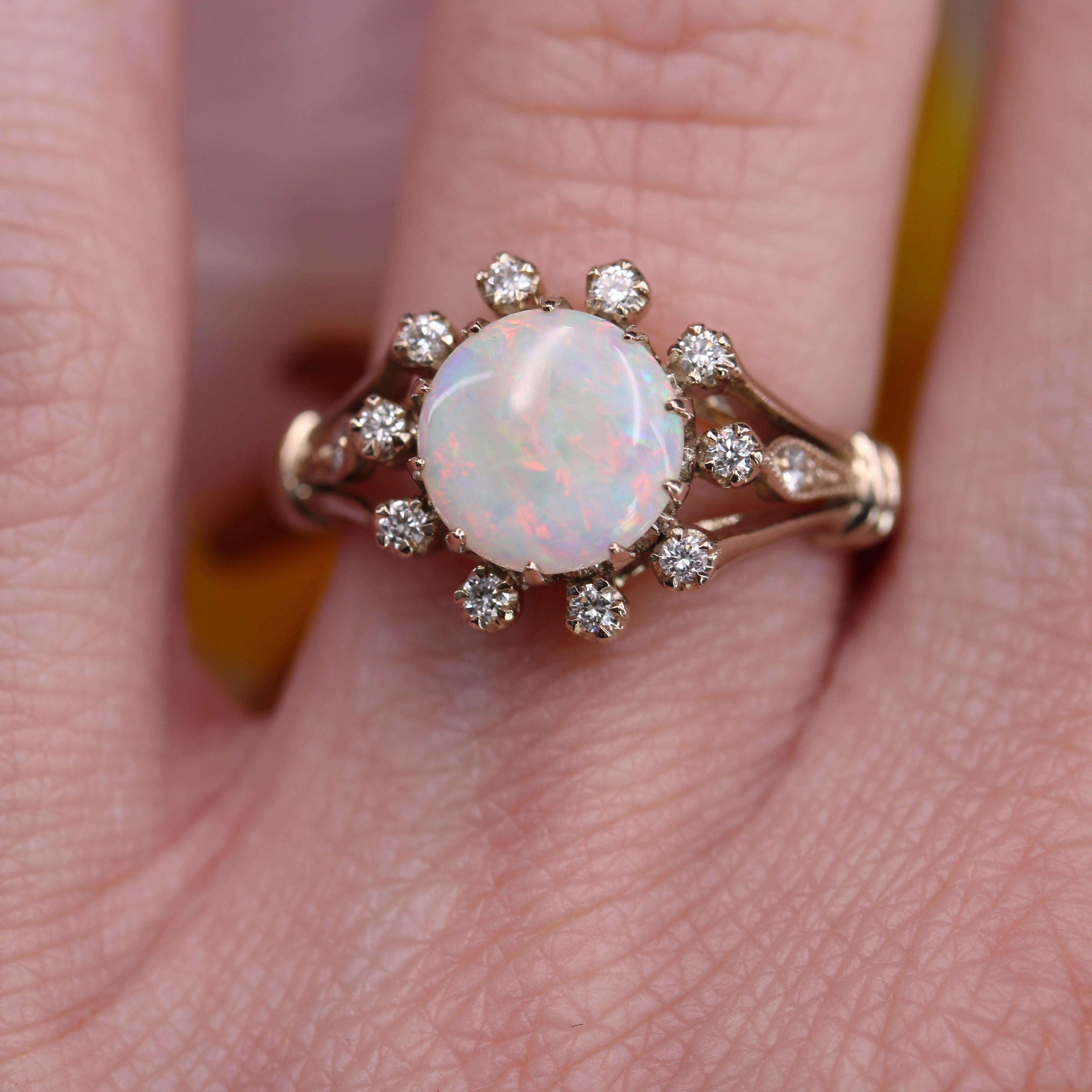 Modern New Opal Diamonds 18 Karat White Gold Cluster Ring For Sale 9