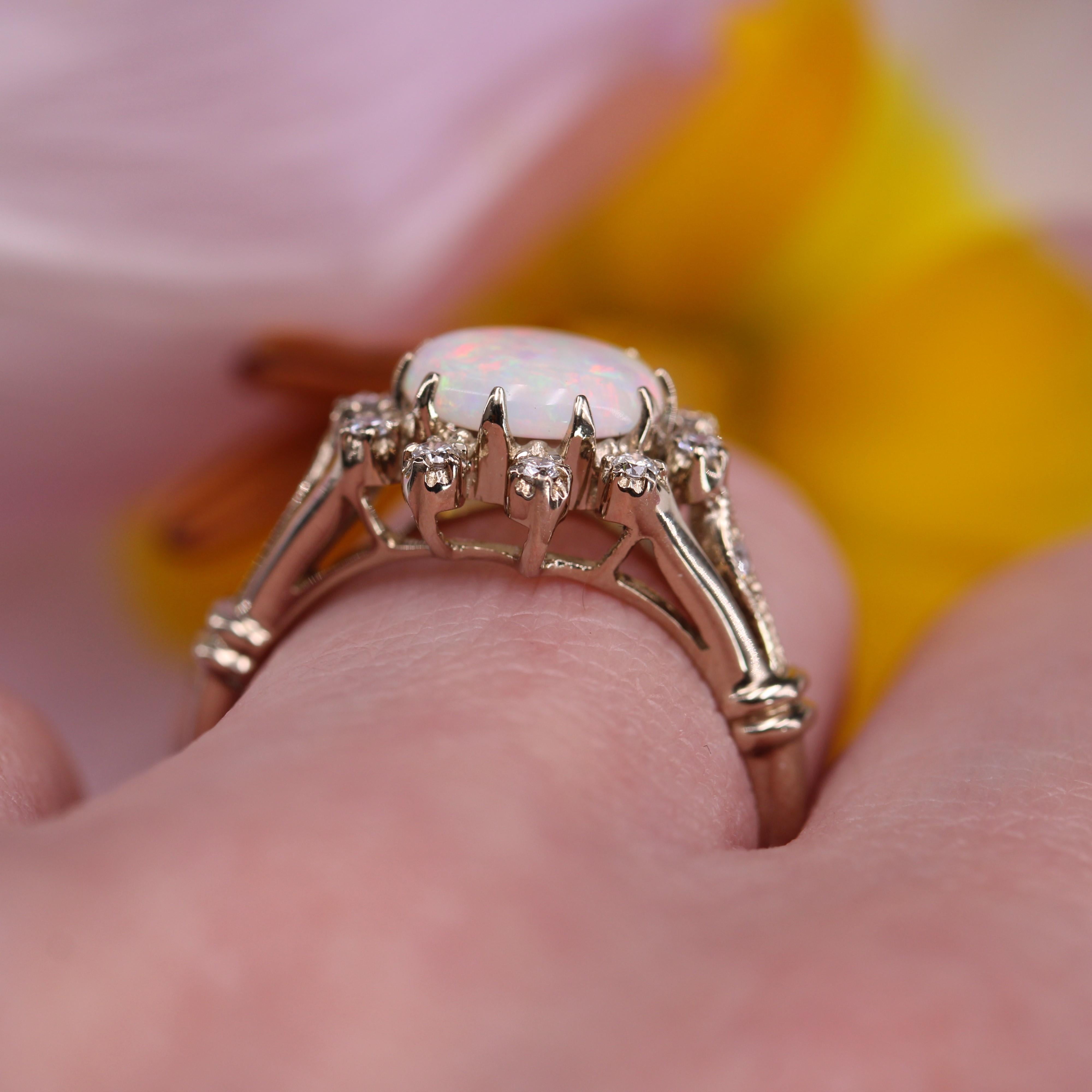 Modern New Opal Diamonds 18 Karat White Gold Cluster Ring For Sale 10