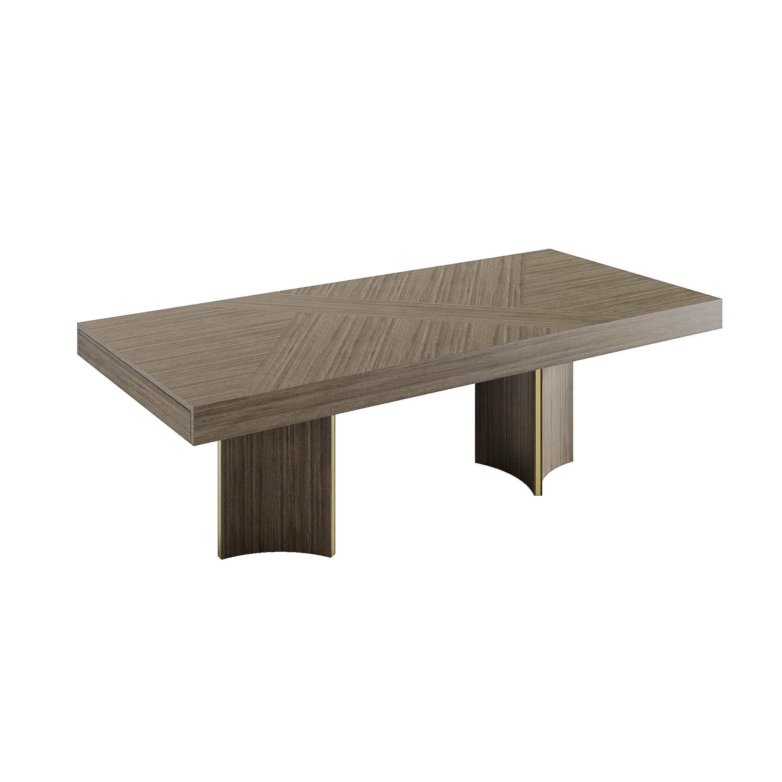 Modern New York Extendable Table in Wood with Brass Accents Portugués en venta