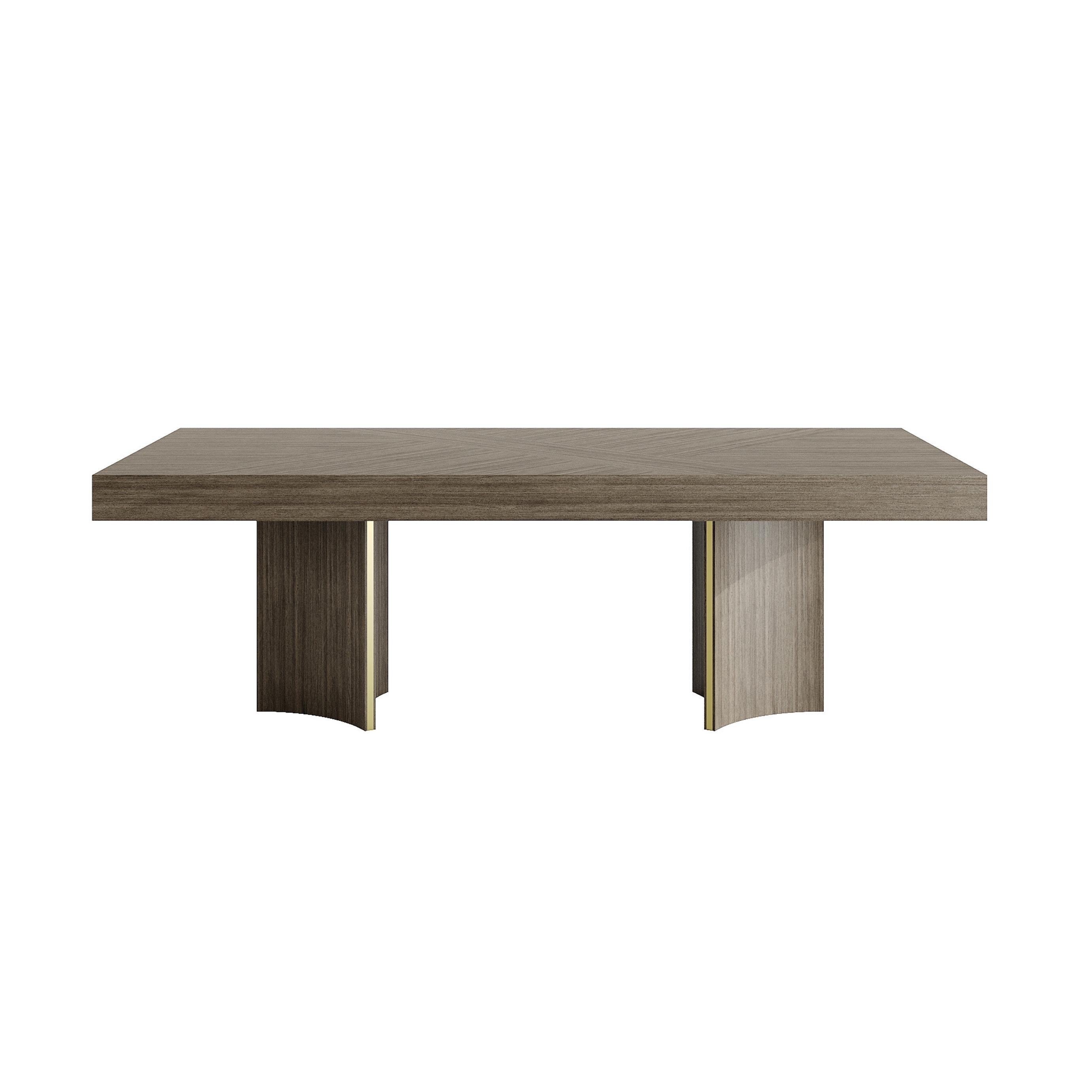Modern New York Extendable Table in Wood with Brass Accents Hecho a mano en venta