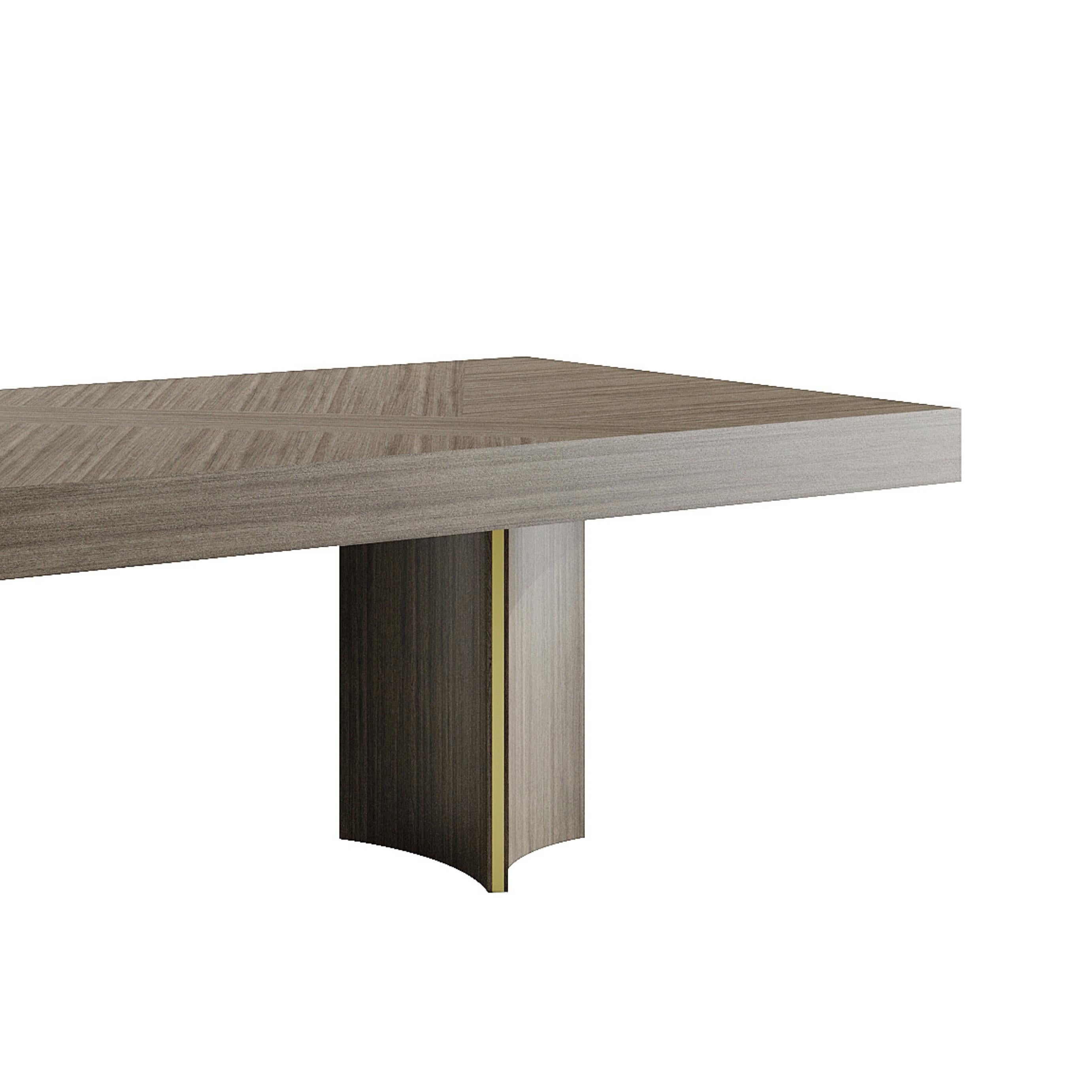 Modern New York Extendable Table in Wood with Brass Accents Madera en venta