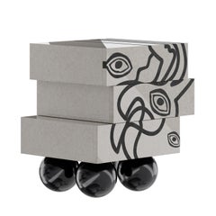 Modern Nightstand Bedside Table Minimal Nightstand abstract Print Black & White