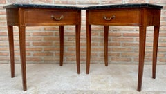 Modern Nightstands with Grey Marble Top, 1940, Set of 2