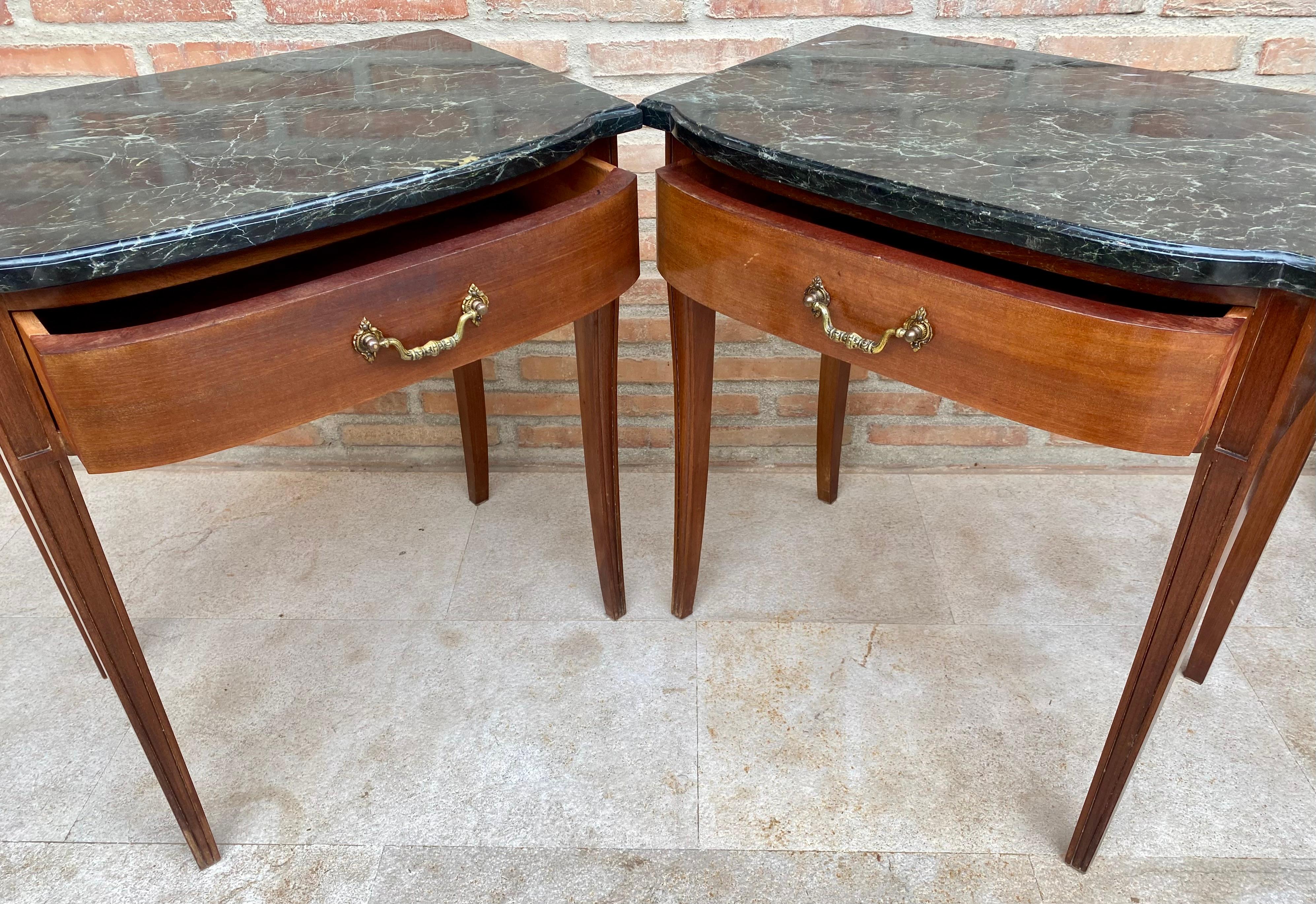 Modern Nightstands with Grey Marble Top, 1940, Set of 2 For Sale 1