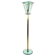 Modern Nile Green Glass Lantern Floor Lamp Attributed by Pietro Chiesa, 1940