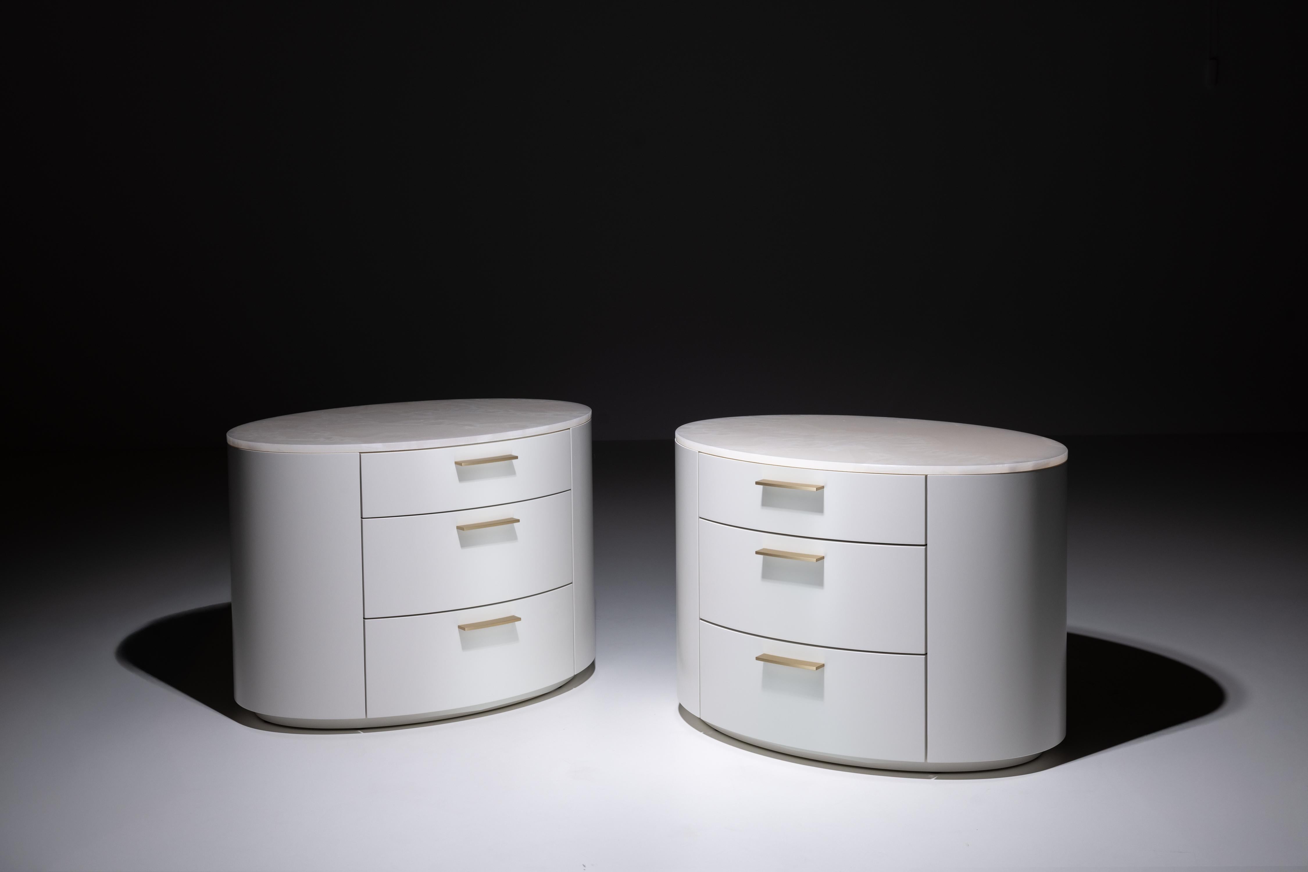Nilo Nightstands, Contemporary Collection, handcrafted in Portugal - Europe by Greenapple.

The Nilo bedside table embodies timeless elegance with a modern touch. Its perfectly rounded form and seamless design create a sense of balance and harmony.
