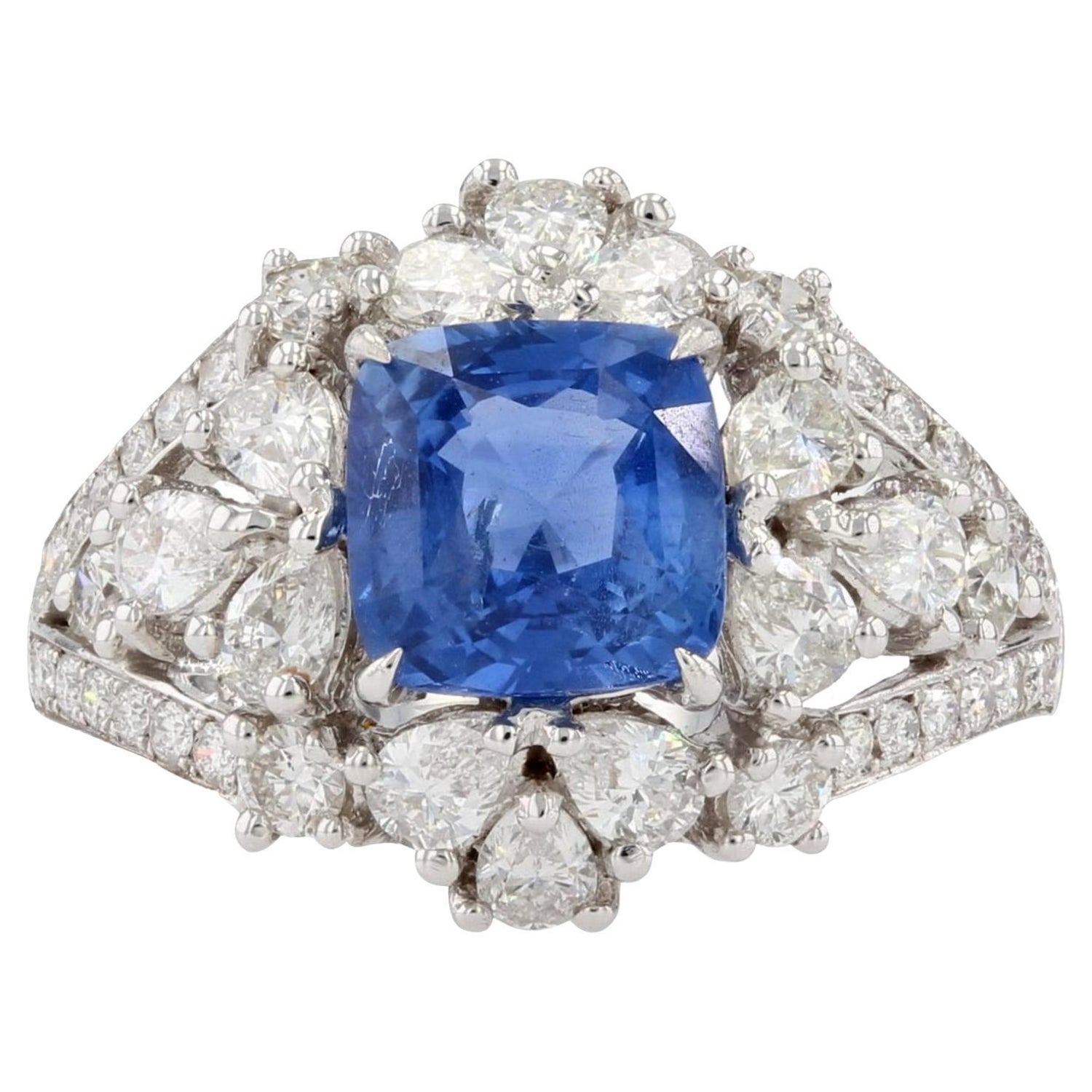 No Heat Cornflower Blue Sapphire Ring - 4 For Sale on 1stDibs | unheated  cornflower blue sapphire, blue and white sapphire ring, blue promise rings