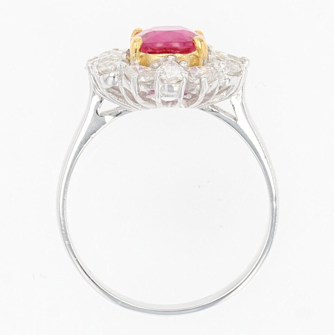 Modern No Heat Pink Sapphire Pear-Cut Diamond 18 Karat White Gold Cluster Ring For Sale 7