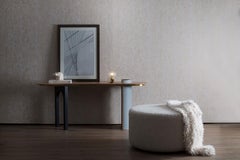 Modern Almond Pouf Ottoman Light Grey Bouclé Handmade in Portugal by Greenapple