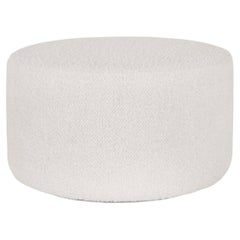 Modern Almond Pouf Ottoman Light Grey Bouclé Handmade in Portugal by Greenapple