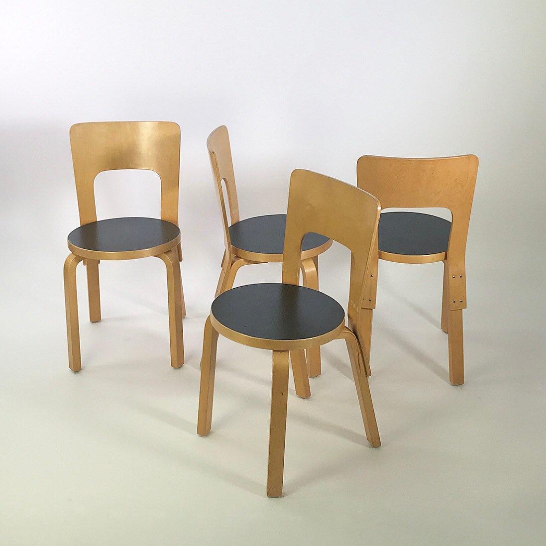 Mid-Century Modern Modern Nordic Design Alvar Aalto Iconic Dining Chair by Artek Finland Co., 1980s