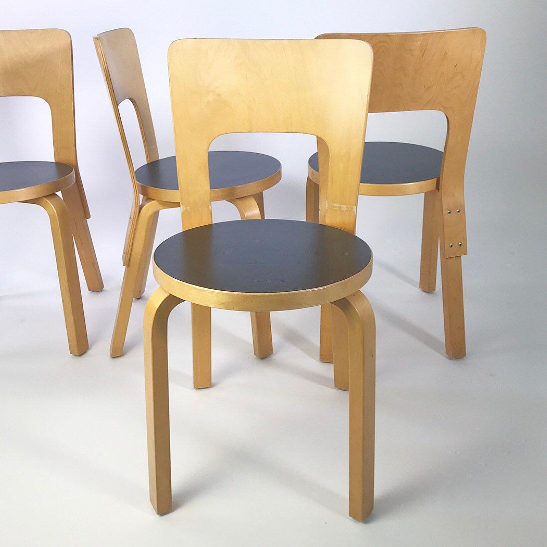 Modern Nordic Design Alvar Aalto Iconic Dining Chair by Artek Finland Co., 1980s 1