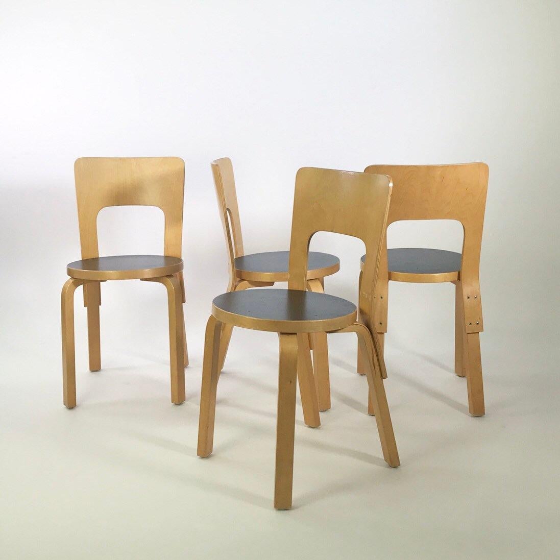 Modern Nordic Design Alvar Aalto Iconic Dining Chair by Artek Finland Co., 1980s 2